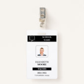 Customized black ID badge for teachers (Devant avec clip)