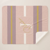 Customized Blush Pink Gold Stripe Monogram Chic Sherpa Deken (Voorkant (horizontaal))