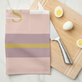Customized Blush Pink Gold Stripe Monogram Chic Theedoek (Quarter Fold)