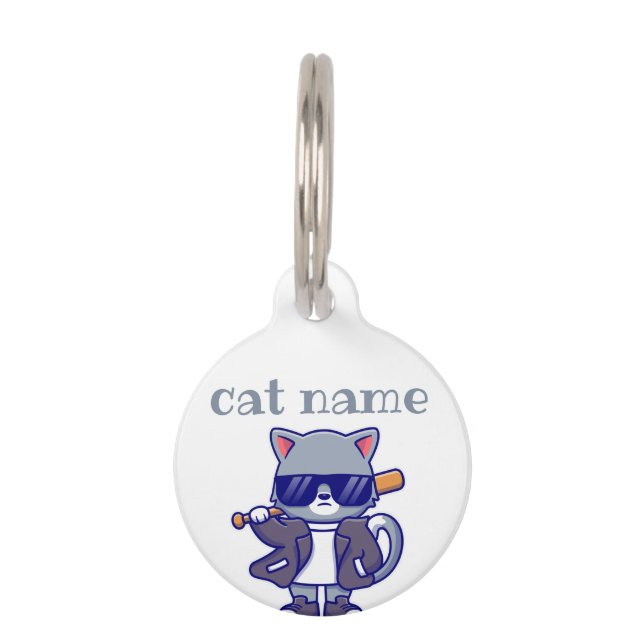 customized cat name and lost details black Cat Pet Huisdierpenning (Voorkant)