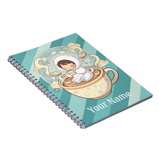 Customized Cat Notebook Journal for Student Writer (Côté Droit)