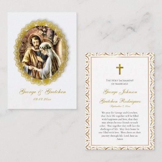 Customized Catholic Wedding Prayer Card Plaatskaartje (Voorkant / Achterkant)