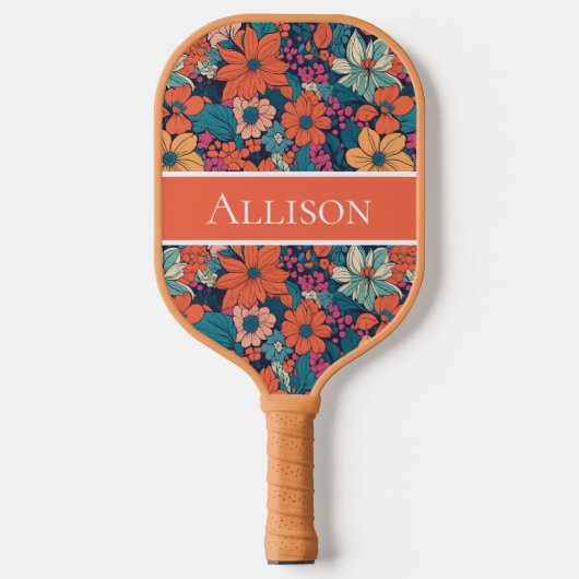 Customized Cute Floral Dark Flowers Pickleball Paddle (Voorkant)