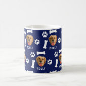 Customized Dog Pet Photo & Name Navy Blue Koffiemok (Center)