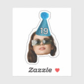 Customized Faces Photo Party hat Birthday Sticker (Vel)