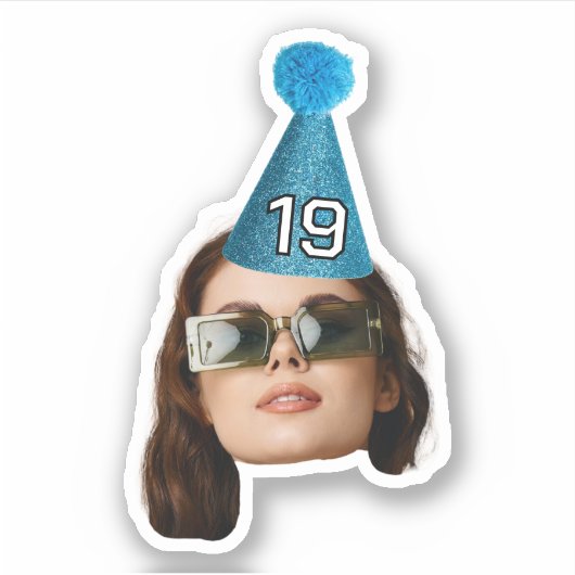 Customized Faces Photo Party hat Birthday Sticker (Voorkant)