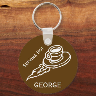 Customized Flying Coffee Saucer Brown Sleutelhanger