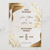 Customized Gold Wedding Party Invitation Card (Devant / Derrière)