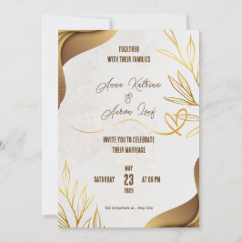 Customized Gold Wedding Party Invitation Card Kaart