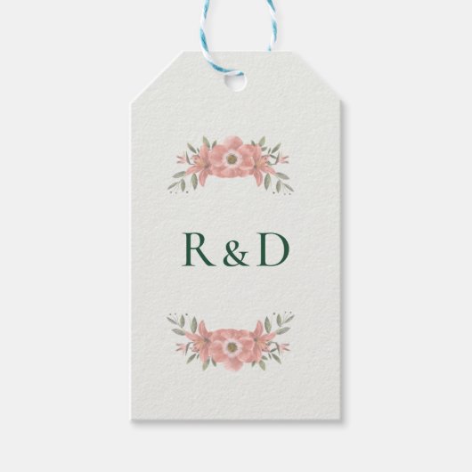 Customized Initials Blush Garden Wedding Favor Cadeaulabel (Voorkant)