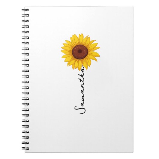 Customized minimal sunflower notebook, personalize notitieboek (Voorkant)