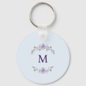 Customized Monogram Lavender Floral Minimal Sleutelhanger (Voorkant)