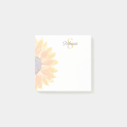 Customized Monogram Sunflower Post-it® Notes (Voorkant)