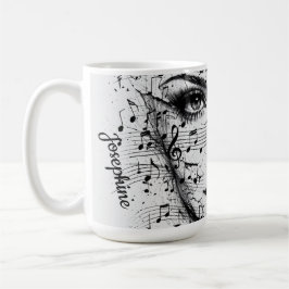 Customized Music Sheet Face Art Black White Artist Koffiemok