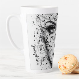 Customized Music Sheet Face Art Black White Artist Latte Mok