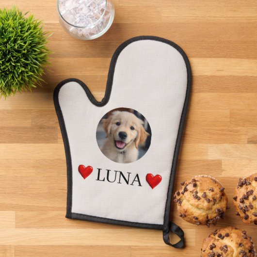 Customized My Dog Photo & Name Oven Mitt (De haut en bas)
