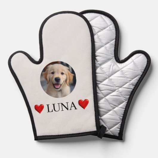 Customized My Dog Photo & Name Oven Mitt (Recto/Verso)