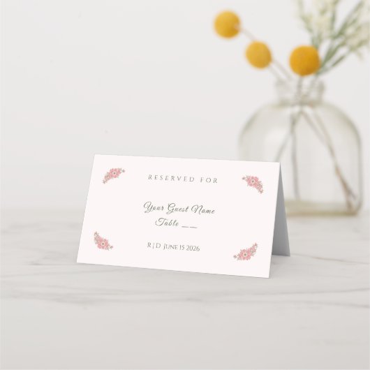Customized Name Blush Floral Garden Wedding Table (Voorkant)