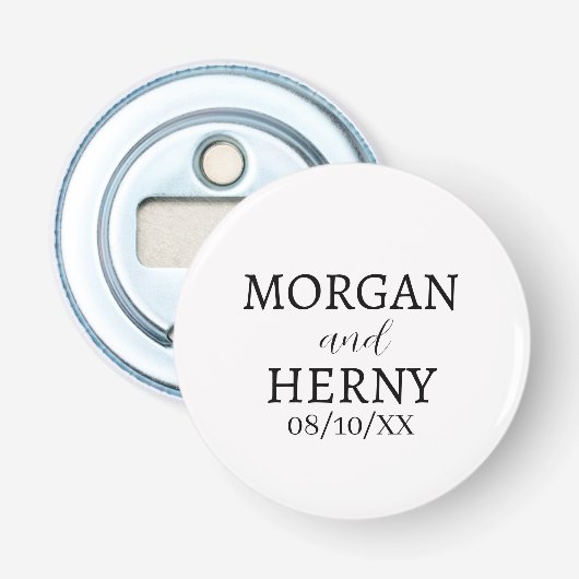 CUSTOMIZED NAME STYLISH MODERN WEDDING  BUTTON FLESOPENER (Voorkant)