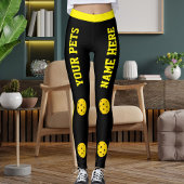 Customized Pet Mom Pickleball Black Yellow Stripes Leggings