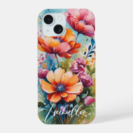 Customized Phone Case Floral Design iPhone 15 Hoesje
