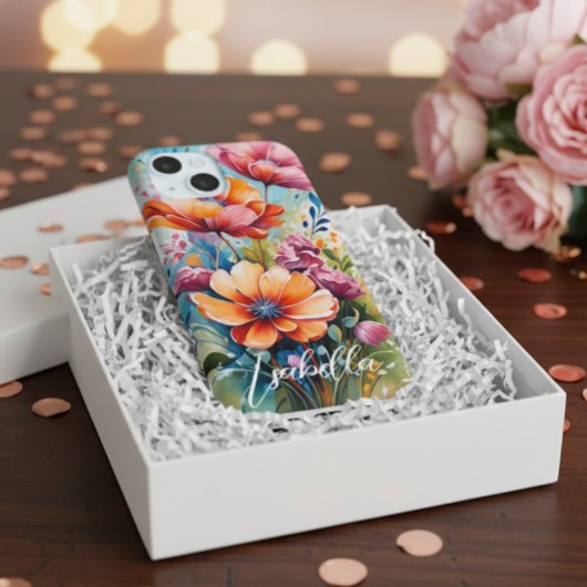 Customized Phone Case Floral Design iPhone 15 Hoesje