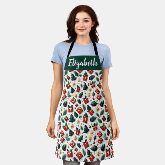 Customized Playful Christmas Apron Schort (Gedragen)