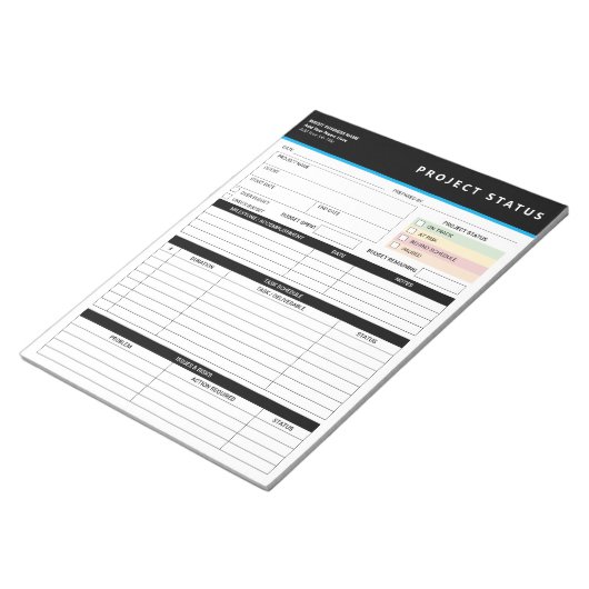 Customized Project Status Report Template Notepad Notitieblok (Schuin)