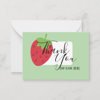 Customized Strawberry Romantic Thank You Card Notitiekaartje