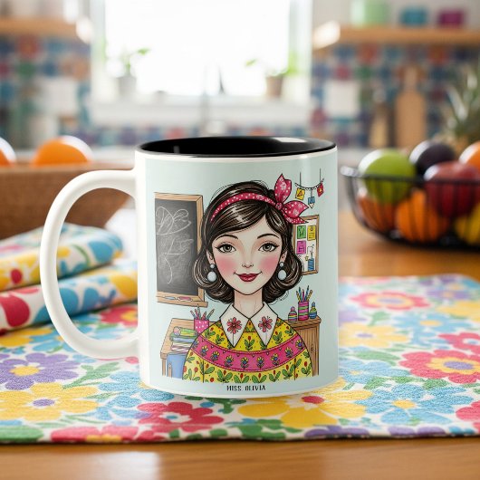 Customized Teacher Graphic Mug – Colorful & Cute