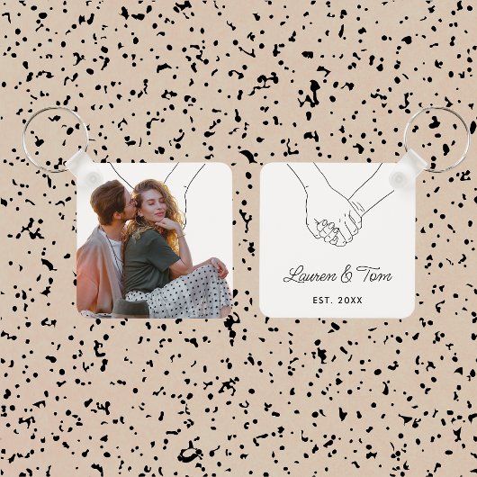 Customized Valentines Day Gift Modern Couple Photo Sleutelhanger