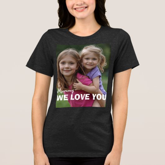 Customized with 2 and text Tri-Blend shirt (Voorkant)