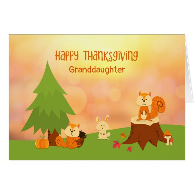 CustomizeThanksgiving Woodland Animals Card (Voorkant Horizontaal)