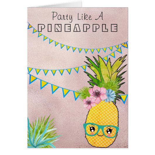 CustomText/ Rose Gold Party Ananas Kawaii Beach (Devant)