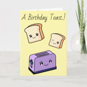 CustomText/ Verjaardag Kawaii Food Toast Schattige Kaart