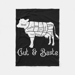 Cut and Ste Koe - Beef Butcher Snijd Vlees Diagra Fleece Deken