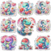 Cut Dinosaurs Valentijn Custom-Cut Vinyl Sticker (Voorkant)