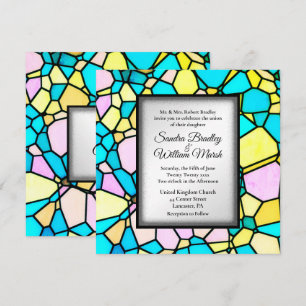 Cut Glass Mosaic Gold Wedding Invitation Kaart