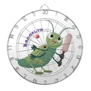 Cut green cricket insect cartoon illustratie dartbord