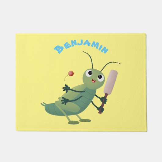 Cut green cricket insect cartoon illustratie deurmat (Voorkant)