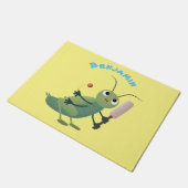 Cut green cricket insect cartoon illustratie deurmat (Schuin)