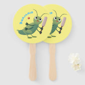 Cut green cricket insect cartoon illustratie handwaaier (Voorkant en achterkant)
