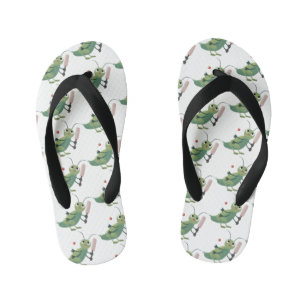 Cut green cricket insect cartoon illustratie kinder teenslippers