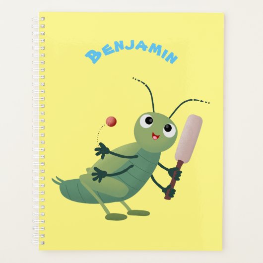 Cut green cricket insect cartoon illustratie planner (Voorkant)