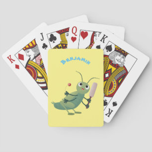 Cut green cricket insect cartoon illustratie pokerkaarten