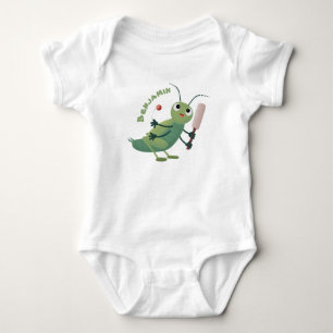Cut green cricket insect cartoon illustratie romper