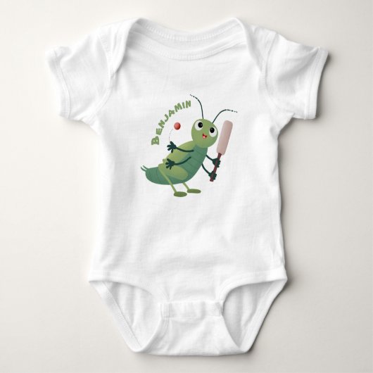 Cut green cricket insect cartoon illustratie romper (Voorkant)