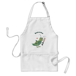 Cut green cricket insect cartoon illustratie standaard schort