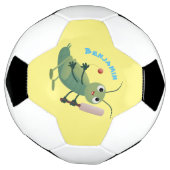 Cut green cricket insect cartoon illustratie voetbal (Gedraaid)