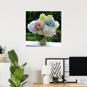 Cut Hydrangea Flowers in a Vase Photography Poster